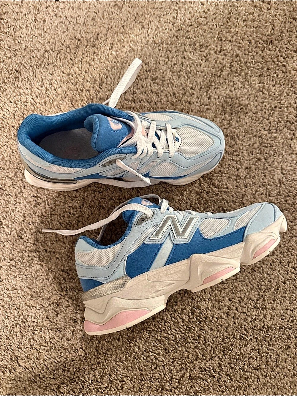 New Balance 9060 Blue Oasis Real Pink Blue & White Sneakers (NEVER WORN)